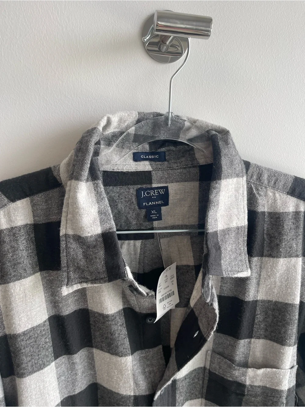 J Crew Cozy Black & White Plaid Flannel Shirt